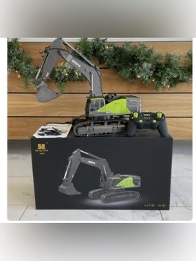 Remote Control Excavator Toy - Green and Gray